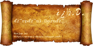 Árpási Dezső névjegykártya